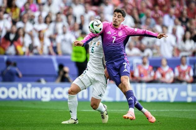 240619 Willi Orban of Hungary against Kai Havertz of Germany during the UEFA EURO, EM, Europameisterschaft,Fussball 2024 Football Championship match between Germany and Hungary on June 19, 2024 in Stuttgart. Photo: Jesper Zerman BILDBYRAN kod JZ JZ0542 fotboll football soccer fotball fotbolls-em europamästerskap em uefa euro uefa european football championship euro 2024 tyskland germany hungary bbeng Copyright: JESPERxZERMAN BB240619JZ179