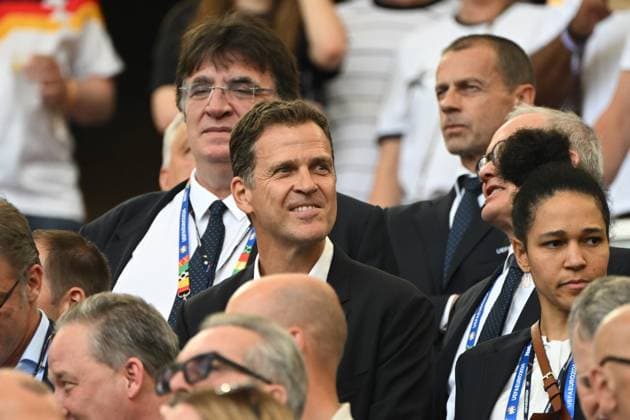 Oliver Bierhoff und Celia Sasic auf der Tribuene - Fussball, Herren, Saison 2023 24, Euro 20204 Gruppe A (2. Spieltag) in Stuttgart, Deutschland - Ungarn, v. l. , 19.06. 2024, Copyright: xMatthiasxKochx