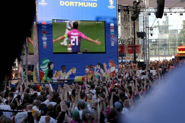 19.06.2024 Dortmund, Fanzone Friedensplatz, Übertragung UEFA EURO2024 Gruppenspiel Deutschland gegen Ungarn, Endstand 2:0.