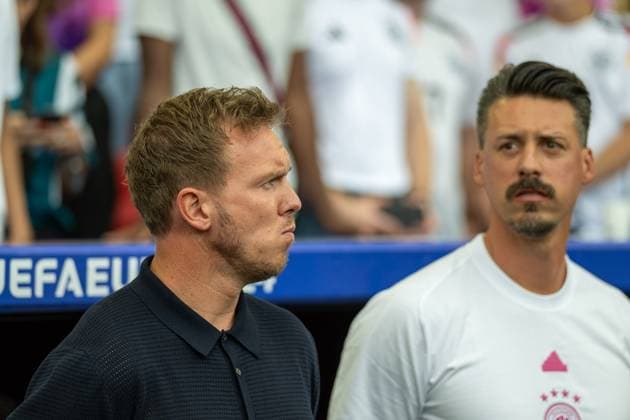 Julian Nagelsmann (Deutschland, Bundestrainer), Sanbdro Wagner GER, Germany (GER) vs. Ungarn (HUN), Fussball Europameisterschaft, UEFA EURO, EM, Europameisterschaft,Fussball 2024, Gruppe A, 2. Spieltag, 19.06.2024, GER, Germany (GER) vs. Ungarn (HUN), Fussball Europameisterschaft, UEFA EURO 2024, Gruppe A, 2. Spieltag, 19.06.2024 Stuttgart Copyright: xEibner-Pressefoto SaschaxWaltherx EP_EER