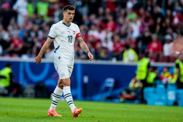 UEFA EURO, EM, Europameisterschaft,Fussball 2024: Schottland - Schweiz; 19.06.2024 Granit Xhaka (Schweiz, 10). UEFA EURO 2024: Schottland - Schweiz; Stadion Köln, Köln am 19.06.2024 Copyright: xBEAUTIFULxSPORTS Meuselx