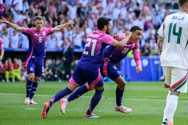 240619 Jamal Musiala of Germany celebrates after scoring 1-0 during the UEFA EURO, EM, Europameisterschaft,Fussball 2024 Football Championship match between Germany and Hungary on June 19, 2024 in Stuttgart. Photo: Jesper Zerman BILDBYRAN kod JZ JZ0542 fotboll football soccer fotball fotbolls-em europamästerskap em uefa euro uefa european football championship euro 2024 tyskland germany hungary bbeng jubel Copyright: JESPERxZERMAN BB240619JZ218