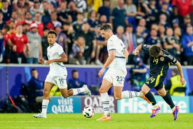 Cologne, Germany, June 19th 2024: Fabian Schar (22 Switzerland) controls the ball during the UEFA EURO, EM, Europameisterschaft,Fussball 2024 Germany Group A football match between Scotland and Switzerland at Cologne Stadium in Cologne, Germany. (Daniela Porcelli SPP) Copyright: xDanielaxPorcellix xSPPx spp-en-DaPoSp-20240619-_DP12284