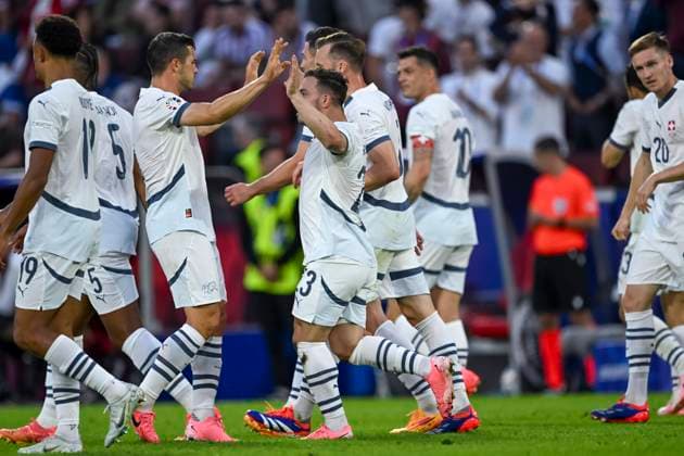 Xherdan Shaqiri (Switzerland) celebrates after scoring his team s first goal during the UEFA EURO, EM, Europameisterschaft,Fussball Germany 2024 match between Switzerland 1-1 Scotland at Cologne Stadium on June 19, 2024 in Cologne, Germany. Noxthirdxpartyxsales  (256971545)
