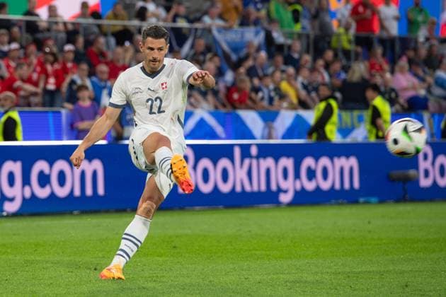 SCHAER Fabian (Schär) (SUI) Aktion, Einzelaktion, Gruppenphase Gruppe A Schottland (SCO) - Schweiz (SUI) 1:1 am 19.06.2024 Stadion Koeln, Cologne Stadium, Fussball UEFA EURO, EM, Europameisterschaft,Fussball 2024 GERMANY vom 14.06.2024 - 14.07.2024. Â