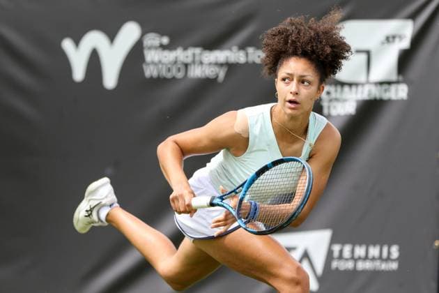 Ilkley Tennis Club, England, June 19th 2024: Ranah Akua Stoiber during W100 Ilkley match against Renata Jamrichova at Ilkley Tennis Club on June 19th 2024. (Sean Chandler SPP) Copyright: xSeanxChandlerx xSPPx spp-en-SeChSp-W100 Ilkley - Renata Jamrichova v Ranah Akua Stoiber - Ilkley Tennis Club-3