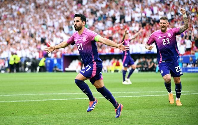 Fussball, Europameisterschaft, EURO 2024, Gruppe A, MHP-Arena Stuttgart: Deutschland - Ungarn 2:0; Jubel Ilkay Gündogan (GER) nach seinem Tor zum 2:0. Jubel, Freude, Aktion.