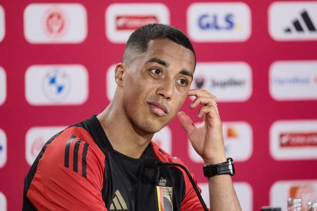 Belgium s Youri Tielemans pictured during a press moment of Belgian national soccer team Red Devils, Thursday 20 June 2024 at their base camp in Freiberg am Neckar, Germany, during the UEFA EURO, EM, Europameisterschaft,Fussball 2024 European Soccer Championships. The Red Devils play in Group E at the Euro 2024 European Championships in Germany. BRUNOxFAHY  x94916437x