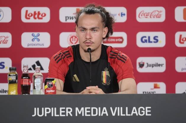 Belgium s Arthur Theate pictured during a press moment of Belgian national soccer team Red Devils, Thursday 20 June 2024 at their base camp in Freiberg am Neckar, Germany, during the UEFA EURO, EM, Europameisterschaft,Fussball 2024 European Soccer Championships. The Red Devils play in Group E at the Euro 2024 European Championships in Germany. BRUNOxFAHY  x94917025x