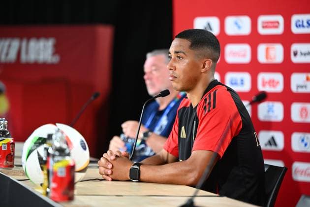 Belgium Media Activities - UEFA EURO, EM, Europameisterschaft,Fussball 2024 20 06 2024 FREIBERG AM NECKA, GERMANY - JUNE 20 : Tielemans Youri midfielder of Belgium talking to the press during a press conference, PK, Pressekonferenz of the Belgian Red Devils at the UEFA EURO 2024 European Football Championship tournament on June 20, 2024 in Freiberg am Necka, Germany, 20 06 2024 Freiberg am Necka Germany  Copyright: xVincentxKalutx