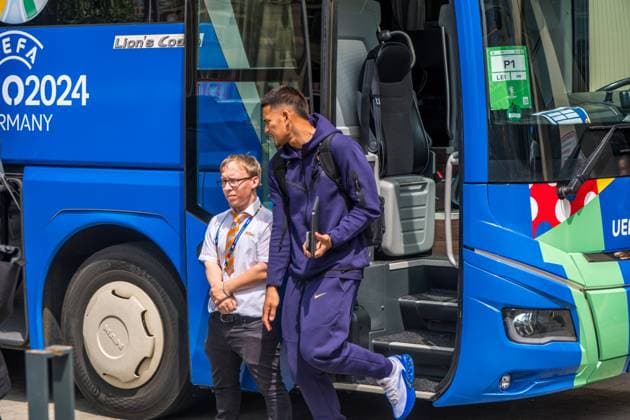 Ankunft der französischen Nationalmannschaft am Hyperion Hotel in Leipzig. Morgen wird die L equipe tricolore gegen Holland spielen. Nationaltrainer ist Didier Dechamps Ankunft Frankreich