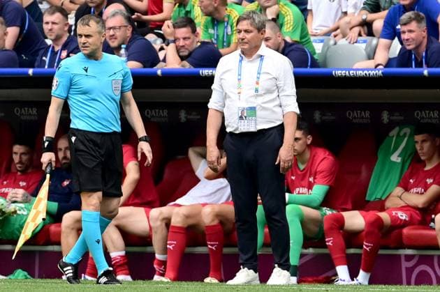 Munich, Germany, June 20st 2024: Dragan Stojkovic head coach of Serbia during the UEFA EURO, EM, Europameisterschaft,Fussball 2024 football match between Slovenia and Serbia at Munich Football Arena, Munich, Germany. (Igor Kupljenik SPP) Copyright: xIgorxKupljenikx xSPPx spp-en-IgKuSp-IKO_0921