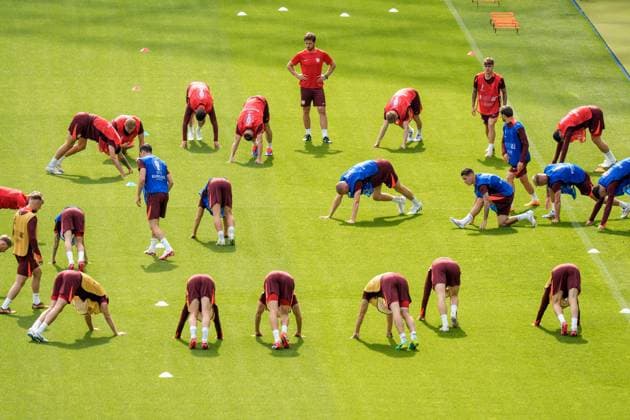 SOCCER - UEFA EURO, EM, Europameisterschaft,Fussball 2024 BERLIN,GERMANY,20.JUN.24 - UEFA EURO 2024, group stage, Austria vs Poland, preview, training Team POL. Image shows the team of POL.  GEPAxpictures xJohannesxFriedl
