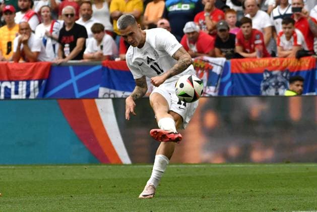 Munich, Germany, June 20st 2024: Benjamin Sesko of Slovenia during the UEFA EURO, EM, Europameisterschaft,Fussball 2024 football match between Slovenia and Serbia at Munich Football Arena, Munich, Germany. (Natasa Kupljenik SPP) Copyright: xNatasaxKupljenikx xSPPx spp-en-NaKuSp-NNP_3231