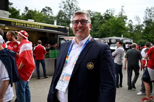 20.06.2024, xsltx, Fussball EM 2024, Dänemark - England emspor, v.l. Vorstandsprecher CEO Axel Hellmann (Eintracht Frankfurt) (DFL DFB REGULATIONS PROHIBIT ANY USE OF PHOTOGRAPHS as IMAGE SEQUENCES and or QUASI-VIDEO) Frankfurt am Main