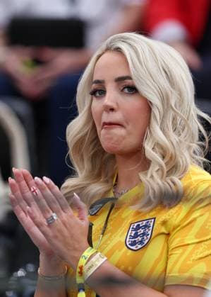 Frankfurt, Germany, 20th June 2024. Megan Davison wife of Jordan Pickford of England during the UEFA European Championships match at Commerzbank-Arena, Frankfurt. Picture credit should read: David Klein Sportimage EDITORIAL USE ONLY. No use with unauthorised audio, video, data, fixture lists, club league logos or live services. Online in-match use limited to 120 images, no video emulation. No use in betting, games or single club league player publications. SPI-3200-0026