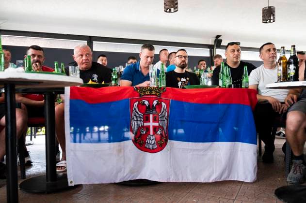 serbian fans 20.06.2024 - UEFA European Football Championship, Slovenia : Serbia - fans watching the match in Fuzine, Ljubljana, Slovenia. Ljubljana Slovenia  Copyright: xNikxErikxNeubauerx DSC_0017