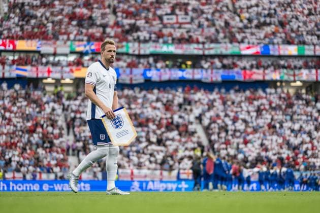 240620 Harry Kane of England ahead of the UEFA EURO, EM, Europameisterschaft,Fussball 2024 Football Championship match between Denmark and England on June 20, 2024 in Frankfurt. Photo: Mathias Bergeld BILDBYRAN kod MB MB0939 fotboll football soccer fotball fotbolls-em europamästerskap em uefa euro uefa european football championship euro 2024 danmark denmark england bbeng Copyright: MATHIASxBERGELD BB240620MB038