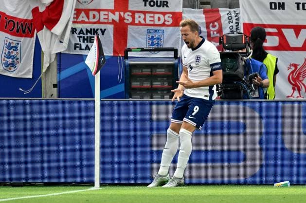 20.06.2024, xscotx, Fussball EM 2024, Dänemark - England, emspor, v.l. Torjubel nach dem Tor zum celebrating the goal celebrate 0:1 durch Harry Kane (England) Frankfurt am Main