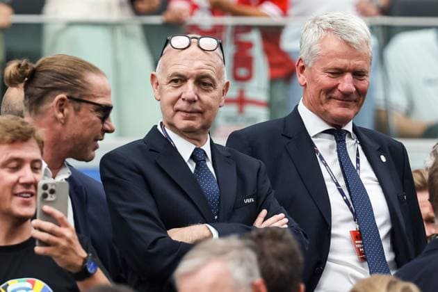 Bernd Neuendorf DFB Praesident GER, Denmark (DEN) vs. England (ENG), Fussball Europameisterschaft, UEFA EURO, EM, Europameisterschaft,Fussball 2024, Gruppe C, 2. Spieltag, 20.06.2024 DFB DFL REGULATIONS PROHIBIT ANY USE OF PHOTOGRAPHS AS IMAGE SEQUENCES AND OR QUASI-VIDEO GER, Denmark (DEN) vs. England (ENG), Fussball Europameisterschaft, UEFA EURO 2024, Gruppe C, 2. Spieltag, 20.06.2024 Frankfurt Copyright: xEibner-Pressefoto RogerxBuerkex EP