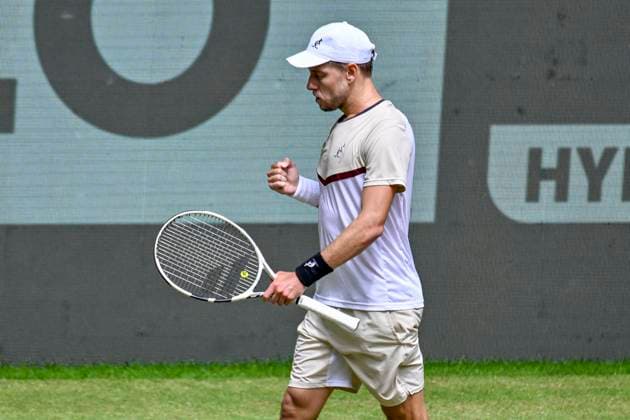 James DUCKWORTH (AUS) zeigt die Faust 20.06.2024 Tennis Terra Wortmann Open, ATP, Tennis Herren World Tour 500, , OWL ARENA, Halle (Westfalen), NRW Germany