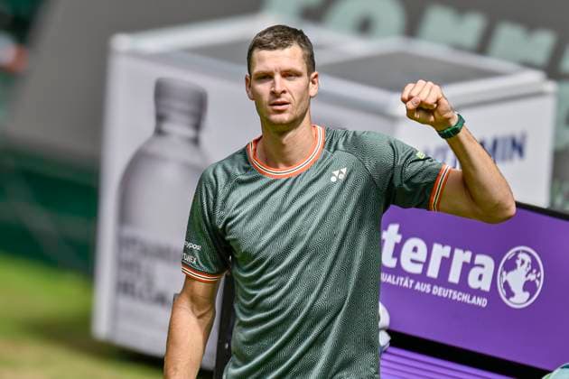 Hubert HURKACZ (POL) Schlussjubel zeigt die faust 20.06.2024 Tennis Terra Wortmann Open, ATP, Tennis Herren World Tour 500, , OWL ARENA, Halle (Westfalen), NRW Germany