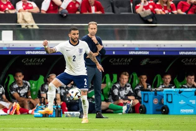 UEFA EURO, EM, Europameisterschaft,Fussball 2024: Dänemark - England; 20.06.2024 Kyle Walker (England, 2) UEFA EURO 2024: Dänemark - England; Frankfurt Arena, Frankfurt am Main; 20.06.2024 Copyright: xBEAUTIFULxSPORTS Buriakovx