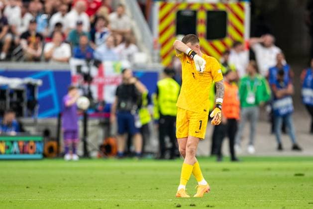UEFA EURO, EM, Europameisterschaft,Fussball 2024: Dänemark - England; 20.06.2024 Jordan Pickford (England, 1) UEFA EURO 2024: Dänemark - England; Frankfurt Arena, Frankfurt am Main; 20.06.2024 Copyright: xBEAUTIFULxSPORTS Buriakovx