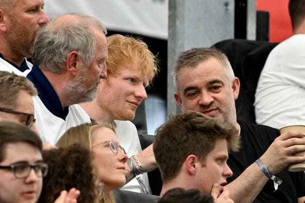 20.06.2024, xscotx, Fussball EM 2024, Dänemark - England, emspor, v.l. Sänger und Weltstar Ed Sheeran Singer-Songwriter Frankfurt am Main