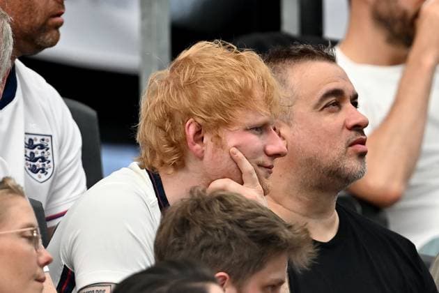20.06.2024, xscotx, Fussball EM 2024, Dänemark - England, emspor, v.l. Sänger und Weltstar Ed Sheeran Singer-Songwriter Frankfurt am Main
