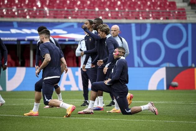 séance d entraînement MD-1 au stade de Leipzig, le 20 juin 2024, à la veille de leur match de football du groupe D de l UEFA EURO, EM, Europameisterschaft,Fussball 2024 contre les Pays-Bas. FOOTBALL : - UEFA Euro 2024 entraînement de l équipe de France. séance d entraînement MD-1 au stade de Leipzig, - 20 06 2024 ElyxandroCegarra Panoramic 
