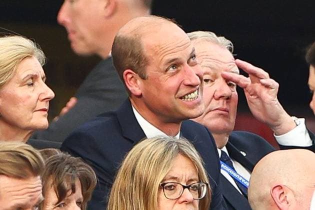 Prince William, Prince of Wales in the stands Denmark v England, UEFA European Championship, EM, Europameisterschaft 2024, Group C, Football, Frankfurt Arena, Frankfurt, Germany, 20 Jun 2024 EDITORIAL USE ONLY No use with unauthorised audio, video, data, fixture lists, club league logos or live services. Online in-match use limited to 120 images, no video emulation. No use in betting, games or single club league player publications. Copyright: xKieranxMcManus Shutterstockx 14543690dh