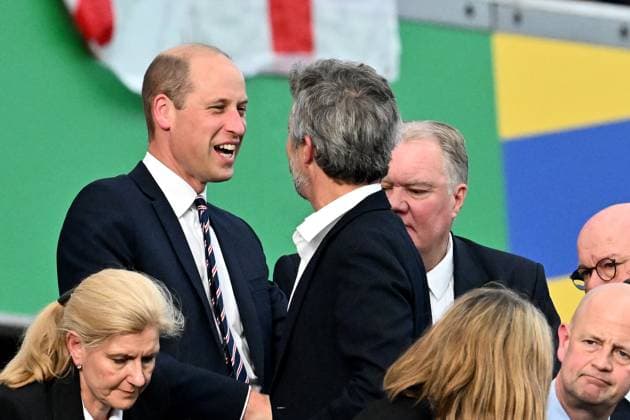20.06.2024, xscotx, Fussball EM 2024, Dänemark - England, emspor, v.l. Prinz William von Wales Thronfolger Dänemarks König Frederik X. Frankfurt am Main