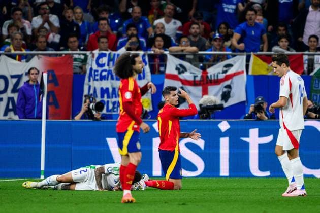 240620 Alvaro Morata of Spain reacts during the UEFA EURO, EM, Europameisterschaft,Fussball 2024 Football Championship match between Spain and Italy on June 20, 2024 in Gelsenkirchen. Photo: Jesper Zerman BILDBYRAN kod JZ JZ0544 fotboll football soccer fotball fotbolls-em europamästerskap em uefa euro uefa european football championship euro 2024 spanien spain italy bbeng Copyright: JESPERxZERMAN BB240620JZ087