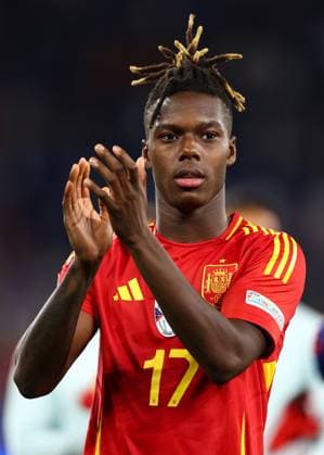 Spain v Italy 20 June 2024, Gelsenkirchen - UEFA EUROs - Group B - Spain v Italy - Nico Williams of Spain - Photo: Charlotte Wilson Offside. Gelsenkirchen Germany Copyright: xCharlottexWilsonx xOffsidexOffside