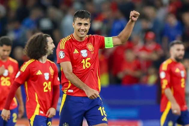 Rodri (Spain) jubelt, UEFA EURO, EM, Europameisterschaft,Fussball 2024 - Group B, Spain vs Italy, Arena AufSchalke, 20.06.2024, Gelsenkirchen, Deutschland.