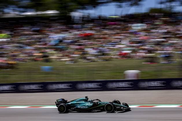 18 STROLL Lance (can), Aston Martin F1 Team AMR24, action during the Formula 1 Aramco Gran Premio de Espana 2024, 10th round of the 2024 Formula One World Championship, WM, Weltmeisterschaft from June 21 to 23, 2024 on the Circuit de Barcelona-Catalunya, in Montmeló, Spain - F1 - SPANISH GRAND PRIX 2024 DPPI Panoramic  240621_R10_SPAGNA_DP_EA022396_