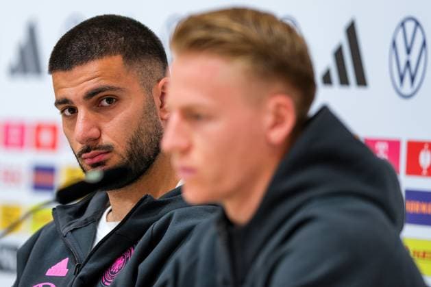 Deniz Undav (Deutschland, 26) und Chris Fuehrich (Deutschland 11), GER, DFB, Pressekonferenz, Fussball Herren Nationalmannschaft Deutschland, UEFA Fussball Europameisterschaft 2024, Herzogenaurach 21.06.2024. GER, DFB, Pressekonferenz, Fussball Herren Nationalmannschaft Deutschland, UEFA Fussball Europameisterschaft 2024, Herzogenaurach 21.06.2024. Herzogenaurach Copyright: xEibner-Pressefoto FlorianxWieganx EP_FWD