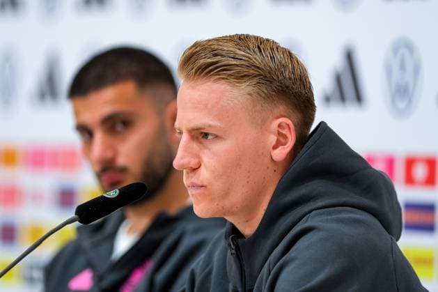 Deniz Undav (Deutschland, 26) und Chris Fuehrich (Deutschland 11), GER, DFB, Pressekonferenz, Fussball Herren Nationalmannschaft Deutschland, UEFA Fussball Europameisterschaft 2024, Herzogenaurach 21.06.2024. GER, DFB, Pressekonferenz, Fussball Herren Nationalmannschaft Deutschland, UEFA Fussball Europameisterschaft 2024, Herzogenaurach 21.06.2024. Herzogenaurach Copyright: xEibner-Pressefoto FlorianxWieganx EP_FWD