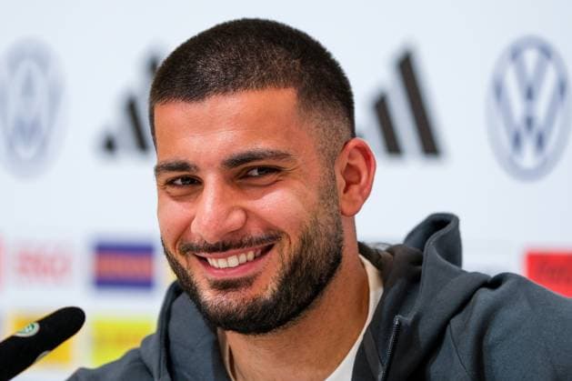 Deniz Undav (Deutschland, 26) lachend, GER, DFB, Pressekonferenz, Fussball Herren Nationalmannschaft Deutschland, UEFA Fussball Europameisterschaft 2024, Herzogenaurach 21.06.2024. GER, DFB, Pressekonferenz, Fussball Herren Nationalmannschaft Deutschland, UEFA Fussball Europameisterschaft 2024, Herzogenaurach 21.06.2024. Herzogenaurach Copyright: xEibner-Pressefoto FlorianxWieganx EP_FWD