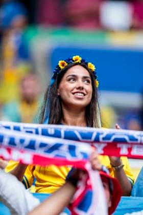 UEFA EURO, EM, Europameisterschaft,Fussball 2024: Slowakei - Ukraine; 21.06.2024 Impressionen: Fans im Stadion vor Anpfiff. UEFA EURO 2024: Slowakei - Ukraine; Arena Düsseldorf, Düsseldorf am 21.06.2024 Copyright: xBEAUTIFULxSPORTS Meuselx