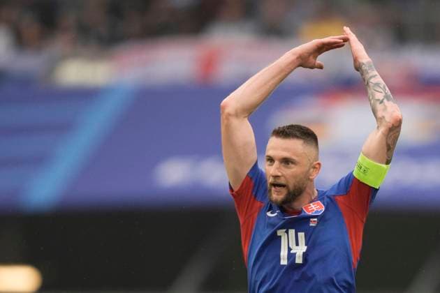 Slovakia s Milan Skriniar during the Euro 2024 soccer match between Slovakia and Ukraine at the Esprit Arena Stadion, Dusseldorf, Germany - friday 21 , June , 2024. - Soccer .  Copyright: xFabioxFerrari LaPressex