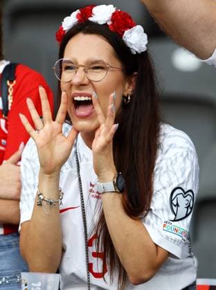 A polish fan in the stadium ahead of kick off Poland v Austria, UEFA European Championship, EM, Europameisterschaft 2024, Group D, Football, Olympiastadion, Berlin, Germany, 21 Jun 2024 EDITORIAL USE ONLY No use with unauthorised audio, video, data, fixture lists, club league logos or live services. Online in-match use limited to 120 images, no video emulation. No use in betting, games or single club league player publications. Copyright: xKieranxMcManus Shutterstockx 14543876d