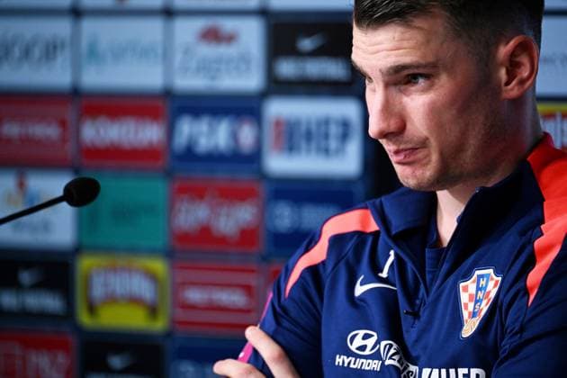 Neuruppin, Germany, 210624. Croatian national team, Nationalteam members Dominik Livakovic and Bruno Petkovic at the media conference of the Croatian national football team at UEFA EURO, EM, Europameisterschaft,Fussball 2024 European Football Championship. Photo: Ante Cizmic CROPIX Croatia Copyright: xxAntexCizmicx xCROPIXx petkovic_livakovic6-210624