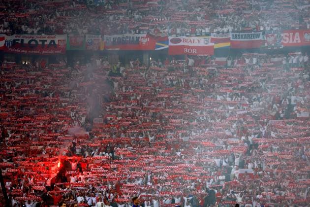 Polish fans in the stadium ahead of kick off Poland v Austria, UEFA European Championship, EM, Europameisterschaft 2024, Group D, Football, Olympiastadion, Berlin, Germany, 21 Jun 2024 EDITORIAL USE ONLY No use with unauthorised audio, video, data, fixture lists, club league logos or live services. Online in-match use limited to 120 images, no video emulation. No use in betting, games or single club league player publications. Copyright: xKieranxMcManus Shutterstockx 14543876q