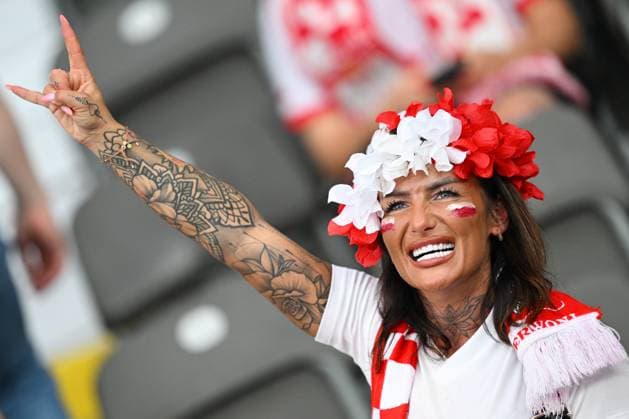 Germany Soccer Euro 2024 Poland - Austria 8713484 21.06.2024 A fan of Poland gestures ahead of the UEFA EURO, EM, Europameisterschaft,Fussball 2024 Group D soccer match between Poland and Austria at the Olympiastadion in Berlin, Germany. Alexey Filippov Sputnik Berlin Germany  Copyright: xAlexeyxFilippovx