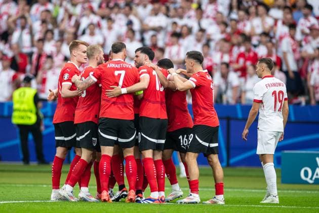 UEFA EURO, EM, Europameisterschaft,Fussball 2024: Polen - Österreich; 21.06.2024 Österreich im Jubel nach dem Tor. UEFA EURO 2024: Polen - Österreich; Olympiastadion, Berlin; 21.06.2024 Copyright: xBEAUTIFULxSPORTS Buriakovx
