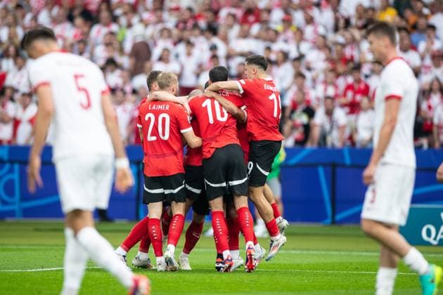 UEFA EURO, EM, Europameisterschaft,Fussball 2024: Polen - Österreich; 21.06.2024 Österreich im Jubel nach dem Tor. UEFA EURO 2024: Polen - Österreich; Olympiastadion, Berlin; 21.06.2024 Copyright: xBEAUTIFULxSPORTS Buriakovx