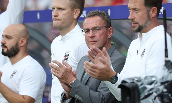 Trainer Ralf Rangnick Aktion Oberkörper Fußball Fussball Europameisterschaft Euro 2024 EM Herren Saison 2023 2024 21.06.2024 Polen POL vs. Österreich AUT in Berlin DFL regulations prohibit any use of photographs as image sequences and or quasi-video.