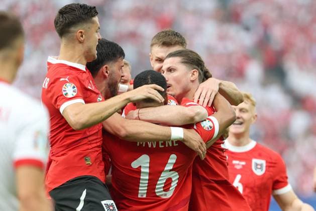 SOCCER - UEFA EURO, EM, Europameisterschaft,Fussball 2024 BERLIN,GERMANY,21.JUN.24 - UEFA EURO 2024, group stage, Austria vs Poland. Image shows the rejoicing of AUT.  GEPAxpictures xArminxRauthner